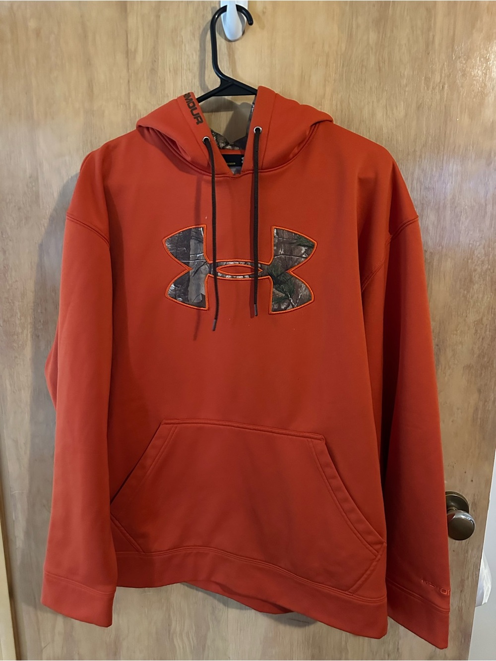 Under Armour Men's Orange Pullover Hoodie with Camo Logo
